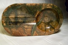 Oggetti of Italy Hand Carved Alabaster MCM/Art Deco style Cigar Ashtray - 6 1/2