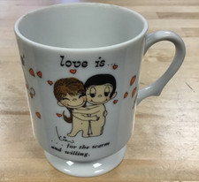 Vintage 1972 Kim Casali Love Is Warm & Willing Footed Ceramic Coffee Mug 4