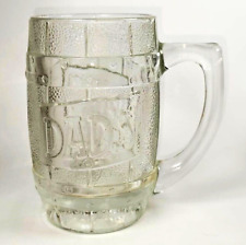 Heavy VTG Dad’s Brand Root Beer Soda Mug Barrel Shaped Clear Glass Stein picture