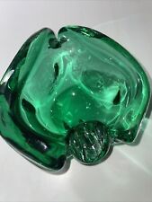 Vintage Emerald Green Heavy Ashtray - Beautiful picture