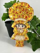 MCM Lucite Spoon Rest Girl Holly Hobbie Yellow  Bonnet Wall Hanging Acrylic USA picture