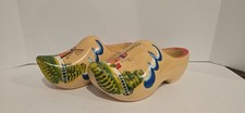 NICE Authentic Pair DUTCH Wooden Shoes from Holland Wood Hand Carved & Painted  picture