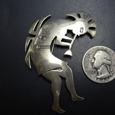 Vintage NAKAI NAVAJO Sterling Silver KOKOPELLI PIN/BROOCH Flute Player picture