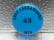 Vintage Lake Lackawanna New Jersey 1974 43 Blue & Black VTG Rare Pinback Button picture
