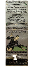 1930s 20th Century Recreation Pool Hall Matchbook Cover Jackson Mississippi picture