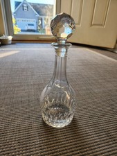 Vintage Clear Cut Crystal Wine Decanter Large Faceted Ball Stopper 11.5