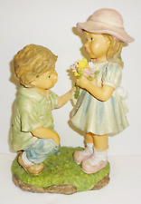 Vintage Nantucket Little Boy and Girl Hand Painted Figurine Statue Sculpture picture