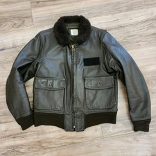 Vintage 1971 Brill Bros. Leather Flight Jacket Vietnam Era Fur Collar Bomber 42 picture