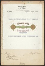 Dorchester Massachusetts 1882 W. Baker Co Single Vanilla Chocolate Trademark picture