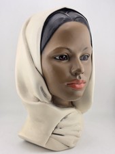 Vintage Marwal Ceramic/Chalkware Head Bust Middle Eastern Woman Headscarf picture
