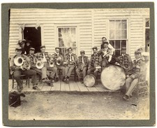 Rare 1890s Mounted Photo Group Portrait Silver Cornet Band Sheridan Wyoming picture