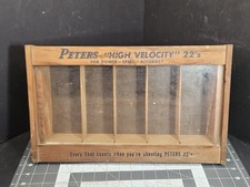 Vintage Peters High Velocity 22s Wood Glass Store Display Cabinet Ammo Case  picture