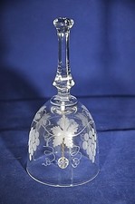 Crystal Bell Etched Grapes with leaves vines Pattern 6 1/8