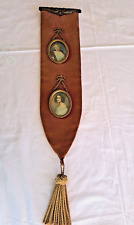Antique 2 bronze portrait signed on velvet bands to wall hang. Prob. French.1900 picture