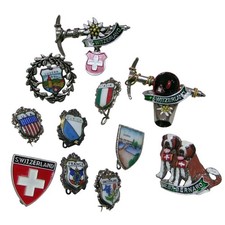 Vintage Switzerland Alpine Souvenir Pin Lot Enamel Edelweiss Ice Axe St Bernard picture