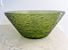 Pristine Vintage Anchor Hocking Avocado Green Soreno Large Glass Serving Bowl picture