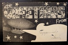 Toppenish Washington Greetings & Blimp Airship Yakima County Vintage Postcard picture
