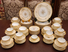 Rare Minton H4925 Cream with Gold Scalloped Edge Service for 12  86pcs Cir 1939 picture