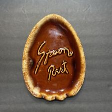 Vintage Hull Pottery Brown Drip Spoon Rest Oval Shaped Oven Proof USA picture