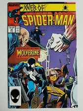 Web of Spiderman #29 (1987)  Wolverine Crossover  Black Symbiote Suit   picture