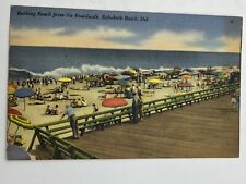 Rehoboth Beach Delaware Beach & Boardwalk View Postcard 1960s? picture
