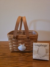 1999 Longaberger Seashell Basket w/ Seashell Tie-On & Protector picture