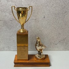 VTG 1960 Bird Pigeon MRCYP Messenger Pigwon Racing Trophy Cup Chico CA MCM Decor picture