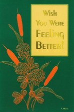 Thoughtful Vintage GET WELL Card, Embossed Pond Reed Flowers Art by T. MASSA +✉ picture