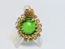 1930 Bohemian Gild Filigree Glass Perfume Bottle Jeweled Mini Sphere Rhinestones picture