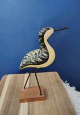 Vtg Hand Carved Painted Wooden Shore Bird Folk Art Figure Yellow Belly picture