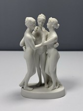 Three Graces Bisque Porcelain Statue 5” Neoclassical Greek Goddess Sculpture picture
