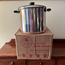Vintage Revere Ware 1801 Copper Bottom 8 Qt Stock Pot Pre 68 W/ Lid Original Box picture