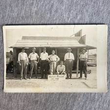 Vintage RPPC Postcard Water Melon On Ice Stand Storefront Men Antique Early 1900 picture