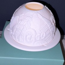 Bernardaud Limoges Porcelain Chicago Dome Tea Light Holder Raised Relief White picture