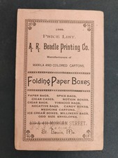 1888 antique BEADLE PRINTING st louis mo PRICE LIST folding BOXES CARTONS pnk AD picture