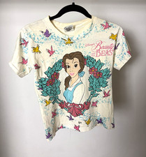 Vtg grail 90s Disney Beauty and the Beast All Over Print T Shirt Kids M 12/14  picture