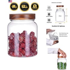 42 Fluid Ounces Unbreakable & Dishwasher Safe Plastic Apothecary Jar with Woo... picture