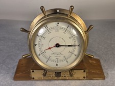 Vintage 1968 Airguide Desk Clock 7 Jewel 8 Day Mechanical Ships Wheel P4592 USN picture