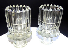two Ribbed Crystal candle stick voltive holders 4.5