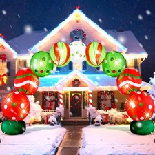 VIHOSE 8.2 FT Giant Christmas Inflatable Arch LED Yard Decor,Ball Arch picture