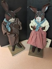 Edna Oar Young Shadowdancer Metal Rabbits Vintage Primitive Folk Art Signed Set  picture