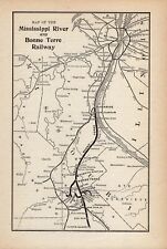1912 Antique Mississippi River and Bonne Terre Railway Map Railroad Map 1366 picture