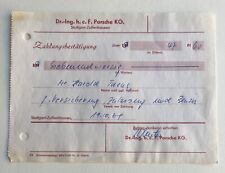 Vintage PORSCHE Receipt Insurance Dr.-Ing. Stuttgart 1964 Germany picture