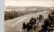 FAIR CROWD cherryfield me c1910 postcard maine real photo rppc parade picture