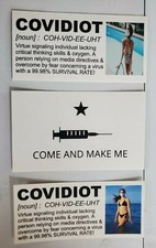  COVIDIOT 🤣 STICKERS 3 PACK LOT VARIETY PACK 💉 MASK 😷 PEOPLE ARE SHEEPLE 🐑  picture