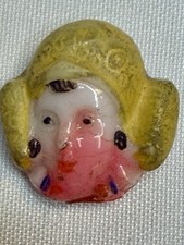 Antique Czech Glass Face Bonnet Girl Hand Painted Jewelry Finding Unmounted picture