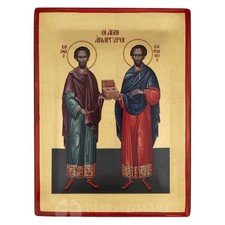 Saints Cosmas and Damian Icon - Gold Leaf Greek Orthodox Icon picture
