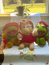 Vintage 1987 Muppet Babies Christmas Plush Lot Set of 3 Kermit Miss Piggy Fozzie picture