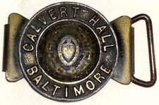 Antique CALVERT HALL HS Belt Buckle RARE Baltimore Maryland VTG Cardinals SCHOOL picture