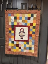 vintage-style handmade appliqué doll quilt or wall hanging. 3x4ft. picture